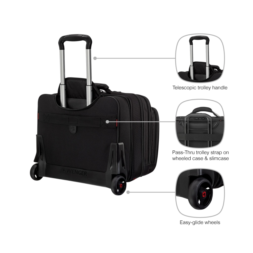 Wenger - Reisikohver ratastel 25 l 17" + sülearvuti kott 15,6" Patriot must