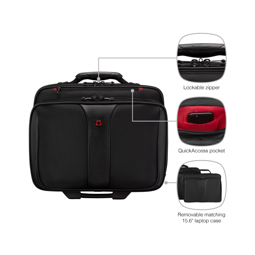 Wenger - Reisikohver ratastel 25 l 17" + sülearvuti kott 15,6" Patriot must