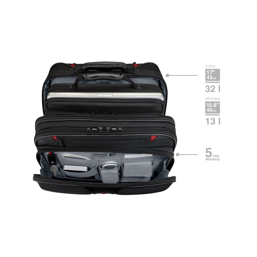 Wenger - Reisikohver ratastel 25 l 17" + sülearvuti kott 15,6" Patriot must