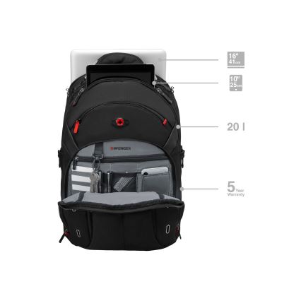 Wenger - Sülearvuti seljakott 20 l 15" tahvelarvuti taskuga 10" Gigabyte must