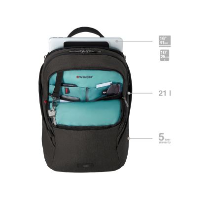 Wenger - Sülearvuti seljakott 21 l 16" tahvelarvuti taskuga 10" MX Light must