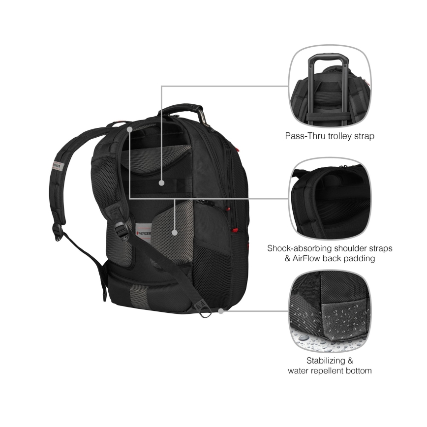 Wenger - Sülearvuti seljakott 25 l 16" tahvelarvuti taskuga 10" Pegasus Deluxe must