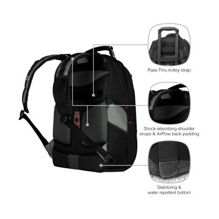 Wenger - Sülearvuti seljakott 25 l 17" tahvelarvuti taskuga 12" Pegasus must/hall