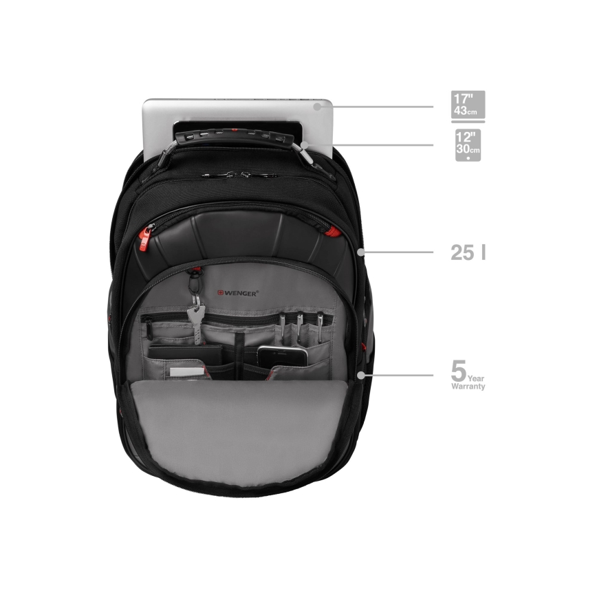 Wenger - Sülearvuti seljakott 25 l 17" tahvelarvuti taskuga 12" Pegasus must/hall