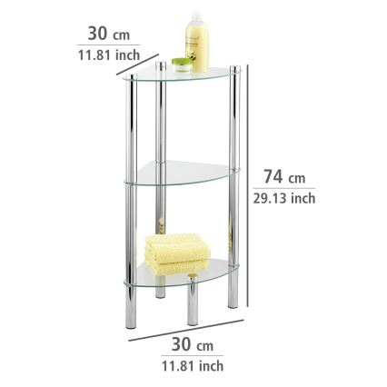 WENKO 15850100 - Riiul YAGO 30x74 cm roostevaba teras/hõbedane/läbipaistev