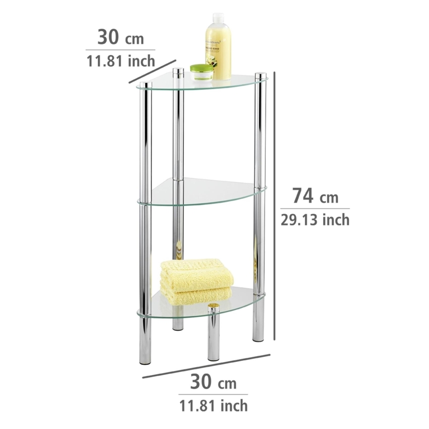 WENKO 15850100 - Riiul YAGO 30x74 cm roostevaba teras/hõbedane/läbipaistev