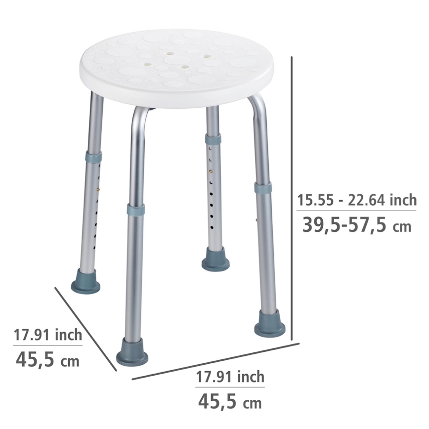 WENKO 1792921100-Taburet SECURA 45,5x45,5 cm valge/hõbedane/hall