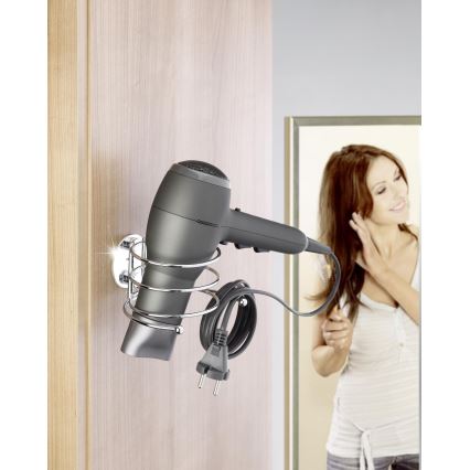 WENKO 18770100 - föönihoidik TURBO-LOC RUND STAHL 14 x 11,5 cm läikiv kroom