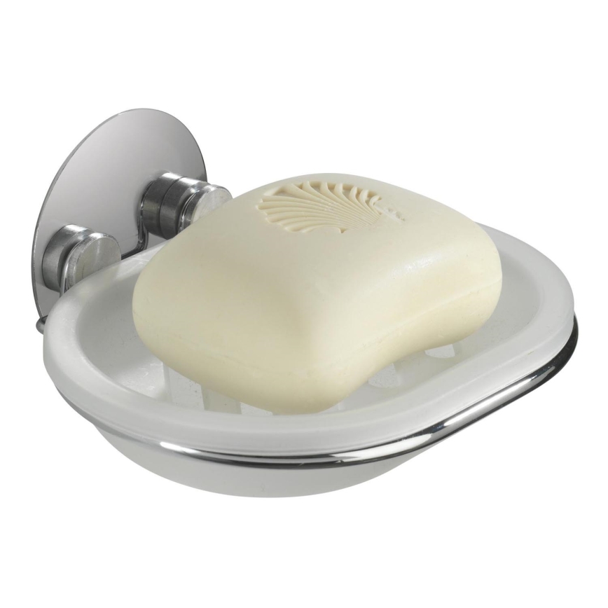 WENKO 18776100-Seebialus TURBO-LOC ümmargune teras 13x11 cm läikiv kroom/valge