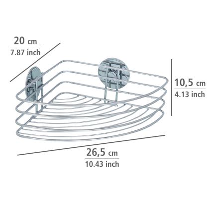 WENKO 18913100-riiul TURBO-LOC ümmargune teras 26,5x20 cm läikiv kroom