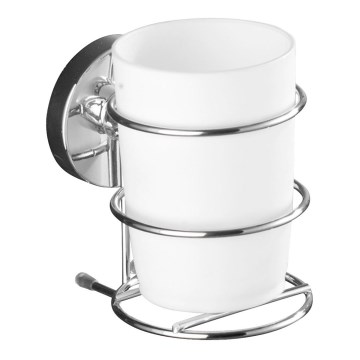 WENKO 20880100-Tass VACUUM-LOC MILAZZO 7,5x11,5 cm läikiv kroom/valge