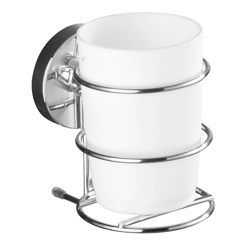 WENKO 20880100-Tass VACUUM-LOC MILAZZO 7,5x11,5 cm läikiv kroom/valge
