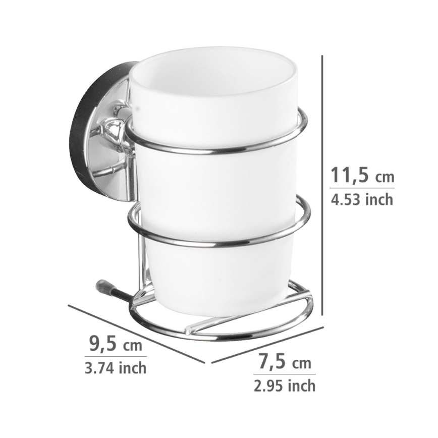 WENKO 20880100-Tass VACUUM-LOC MILAZZO 7,5x11,5 cm läikiv kroom/valge