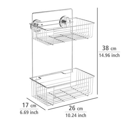 WENKO 20889100 - VACUUM-LOC ümmargune riiul, roostevabast terasest, 26x38 cm, läikiv kroom