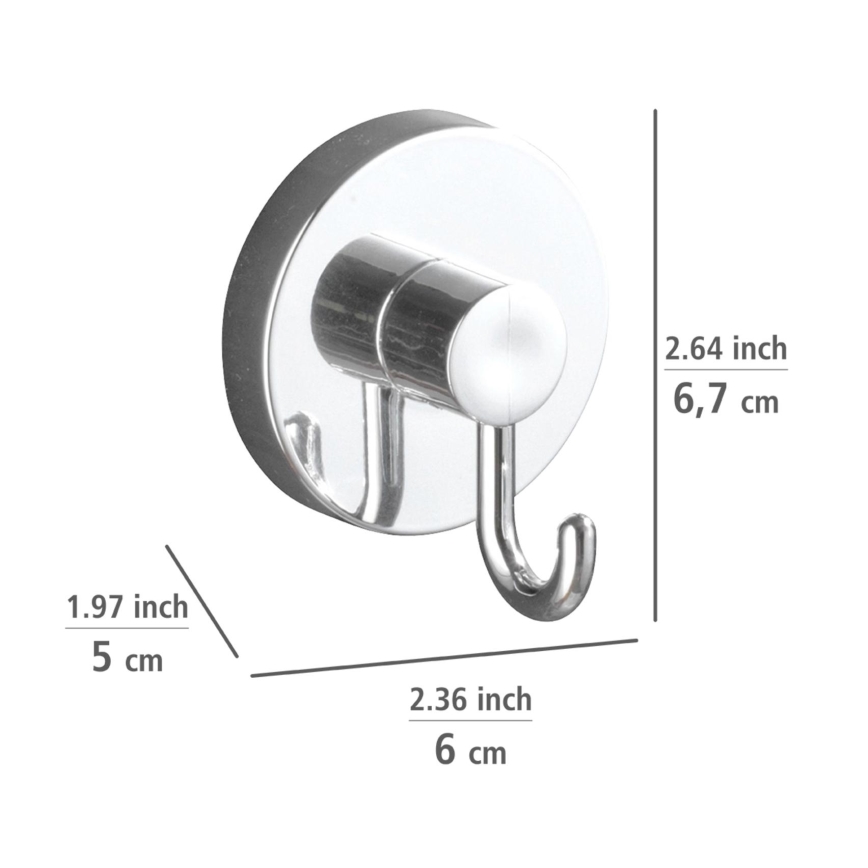 WENKO 20900100-VACUUM-LOC konks, ümmargune terasest, 6x6,7 cm, läikiv kroom