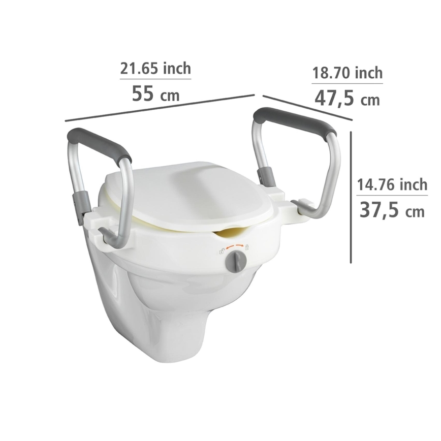 WENKO 20924100-WC-poti kaas SECURA 55x47,5 cm valge/hõbedane
