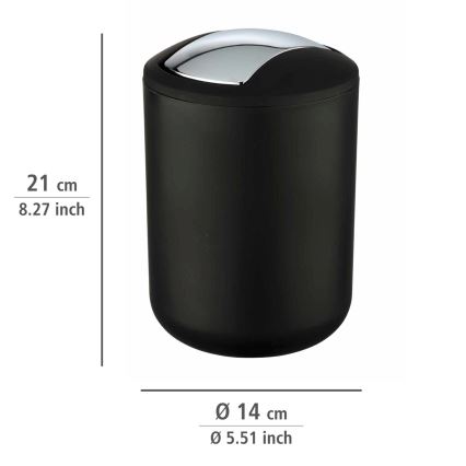 WENKO 21211100 - Prügikorv BRASIL 14x21 cm must/läikiv kroom