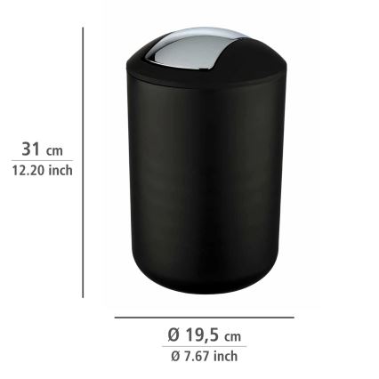 WENKO 21212100 - Prügikast BRASIL 19,5x31 cm must/läikiv kroom
