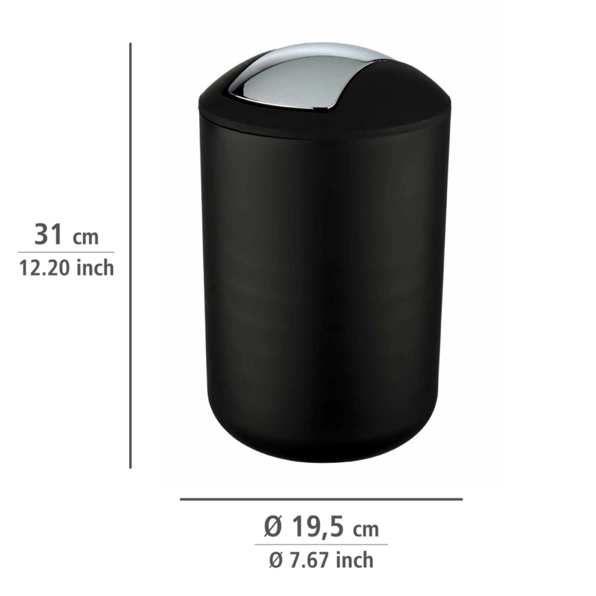 WENKO 21212100 - Prügikast BRASIL 19,5x31 cm must/läikiv kroom