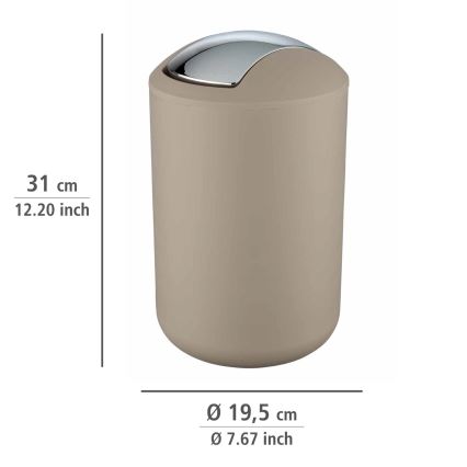 WENKO 21222100 - BRASIL prügikorv 19,5x31 cm beež/läikiv kroom