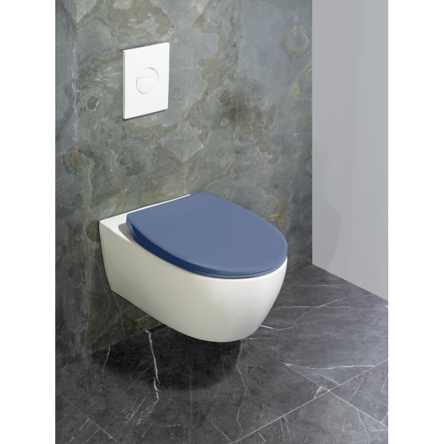 WENKO 22403100-WC WC-poti kaas SAMOS 44,5x37,5 cm sinine/hõbedane