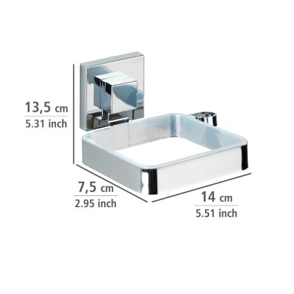 WENKO 22682100 -Föönikinnitus VACUUM-LOC QUADRO ED 13,5x14 cm hõbedane/kroom