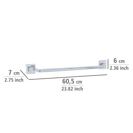 WENKO 22684100-Rätikuhoidja VACUUM-LOC QUADRO ED 60,5x6 cm hõbedane/läikiv kroom