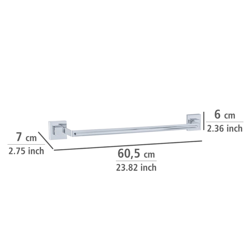 WENKO 22684100-Rätikuhoidja VACUUM-LOC QUADRO ED 60,5x6 cm hõbedane/läikiv kroom
