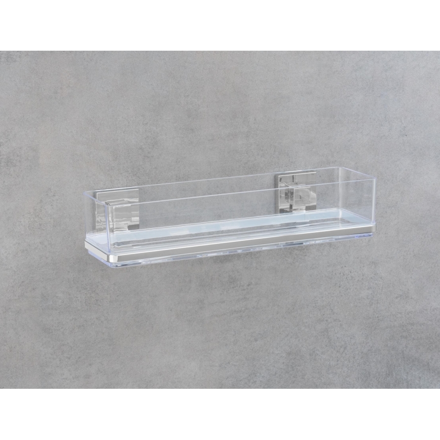 WENKO 22685100-Riiul VACUUM-LOC QUADRO ED 38,5x14,5 cm hõbedane/läikiv kroom
