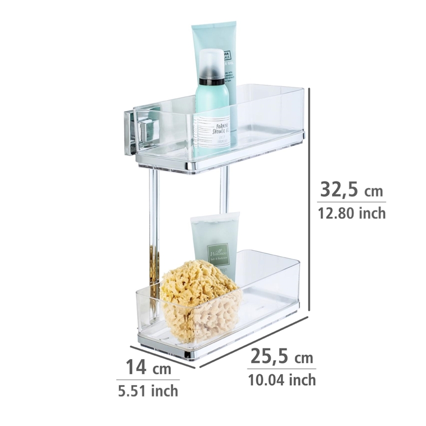 WENKO 22691100-Riiul VACUUM-LOC QUADRO ED 25,5x32,5 cm hõbedane/läikiv kroom/läbipaistev