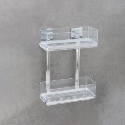 WENKO 22691100-Riiul VACUUM-LOC QUADRO ED 25,5x32,5 cm hõbedane/läikiv kroom/läbipaistev