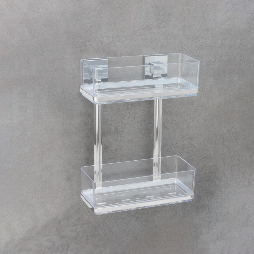 WENKO 22691100-Riiul VACUUM-LOC QUADRO ED 25,5x32,5 cm hõbedane/läikiv kroom/läbipaistev