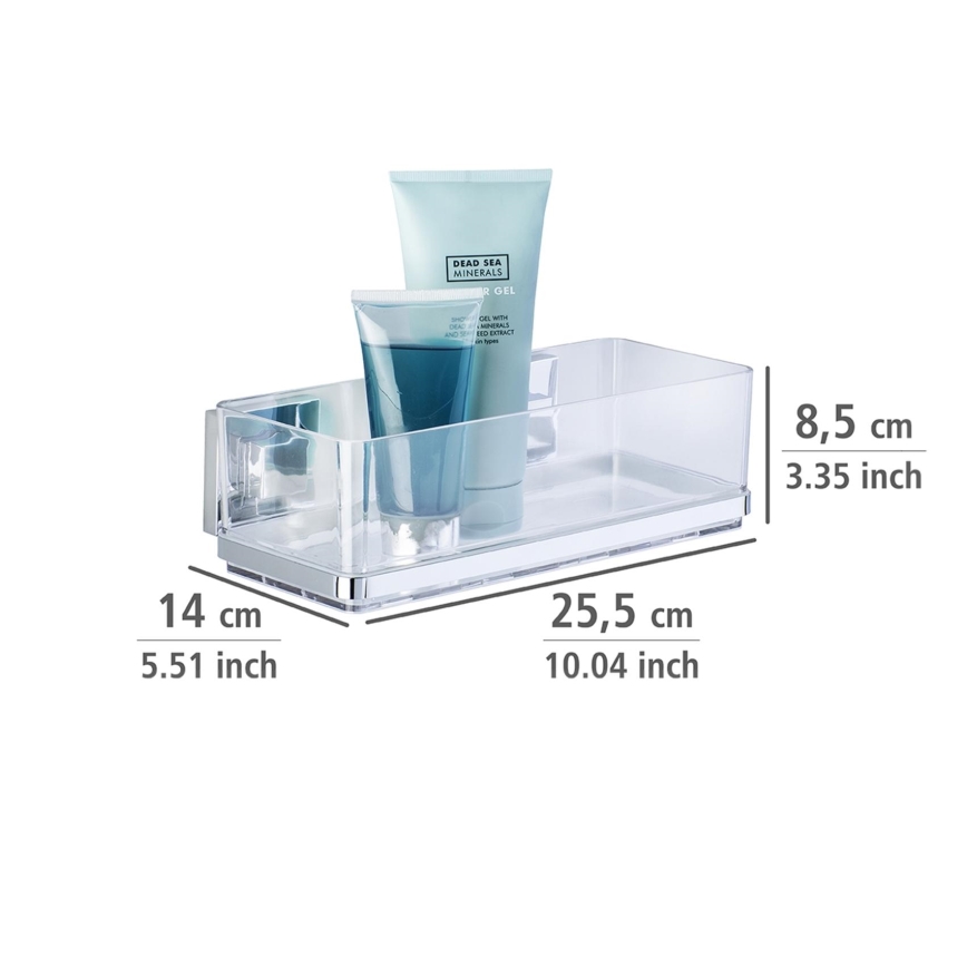 WENKO 22692100-riiul VACUUM-LOC QUADRO ED 25,5x14 cm hõbedane/selge