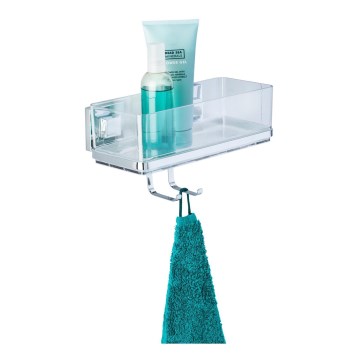 WENKO 22694100-Riiul VACUUM-LOC QUADRO ED 25,5x15 cm hõbedane/läikiv kroom/läbipaistev