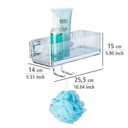 WENKO 22694100-Riiul VACUUM-LOC QUADRO ED 25,5x15 cm hõbedane/läikiv kroom/läbipaistev