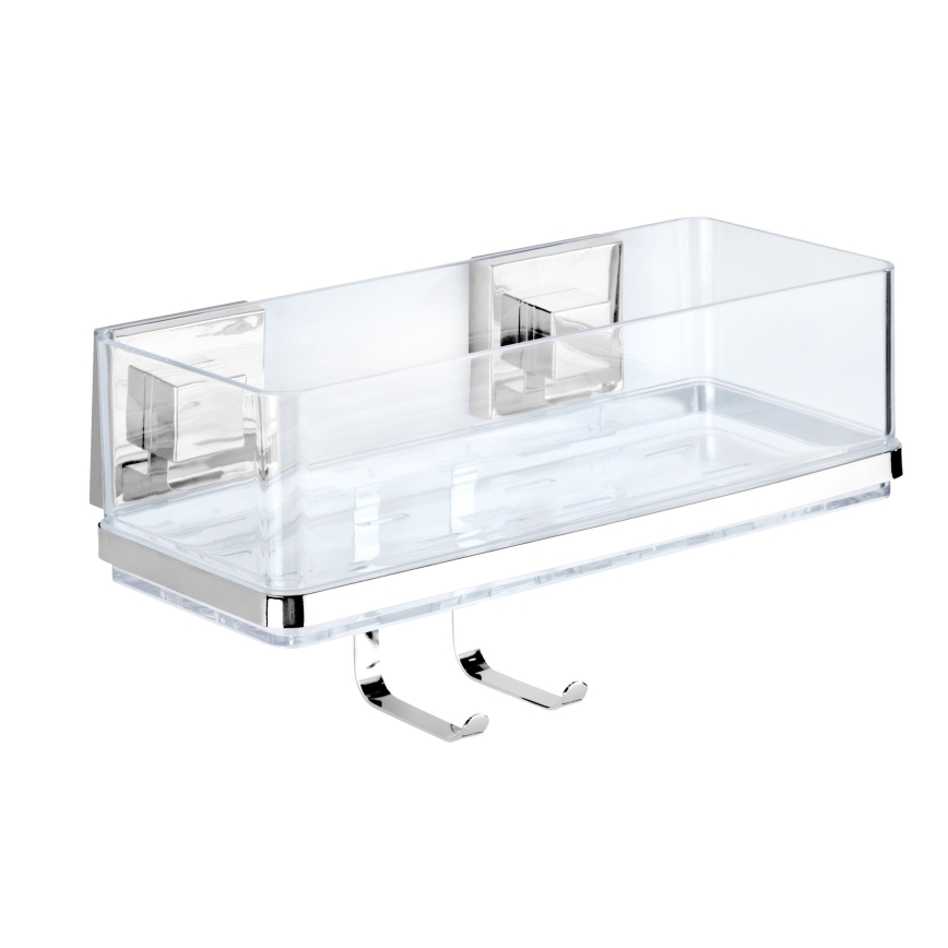 WENKO 22694100-Riiul VACUUM-LOC QUADRO ED 25,5x15 cm hõbedane/läikiv kroom/läbipaistev