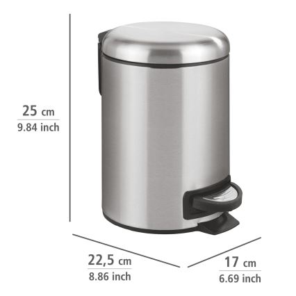 WENKO 22702100 - Prügikast LEMAN 17x25 cm roostevaba teras/satiinviimistlus/must