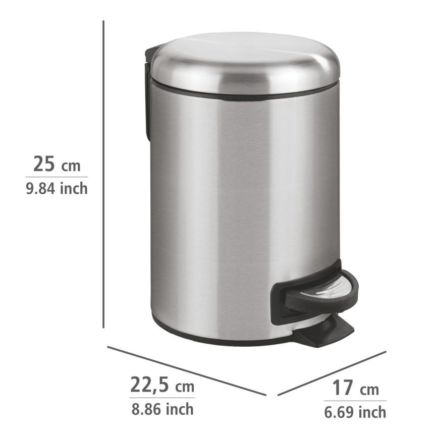 WENKO 22702100 - Prügikast LEMAN 17x25 cm roostevaba teras/satiinviimistlus/must
