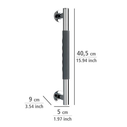 WENKO 23284100-Tugikäepide SECURA 40,5x9 cm roostevaba teras/antratsiit/läikiv kroom