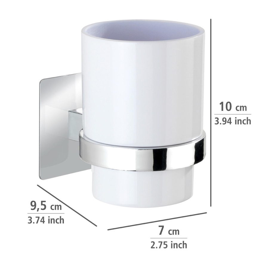 WENKO 23847800-Hambaharjakruus TURBO-LOC QUADRO ED. 7x9,5 cm läikiv kroom/valge