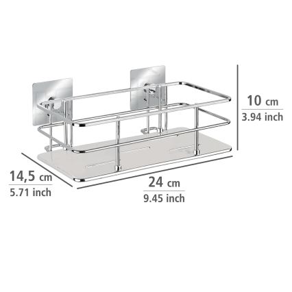 WENKO 23854800-riiul TURBO-LOC QUADRO ED. 24x14,5 cm roostevaba teras/läikiv kroom