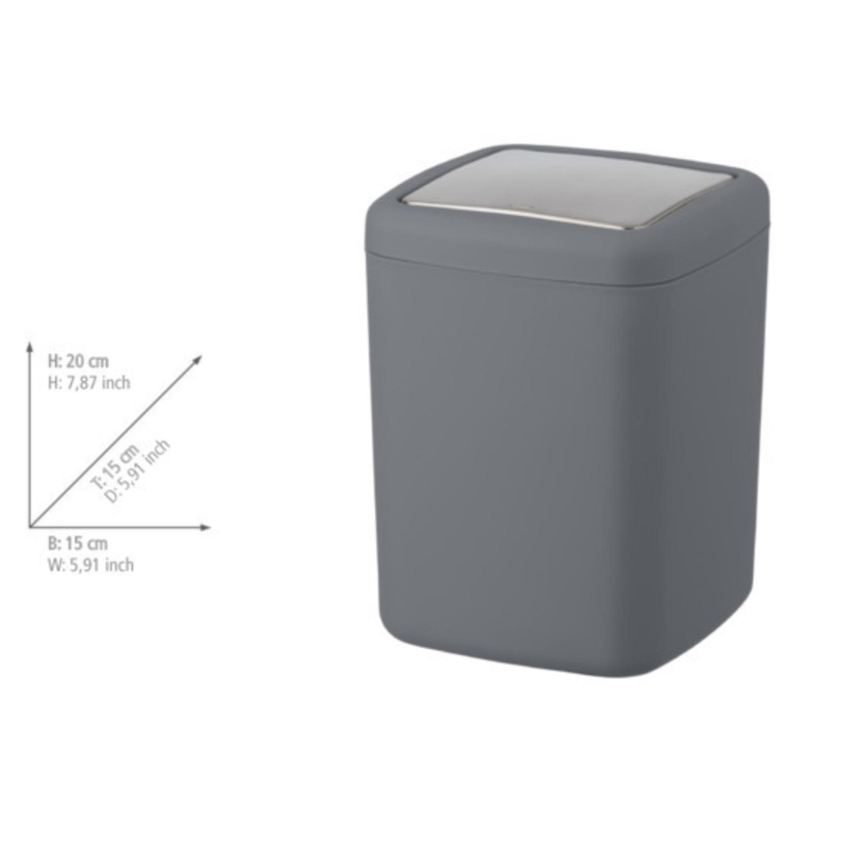 WENKO 23979100 - Prügikast BARCELONA 15x20 cm antratsiit/läikiv kroom