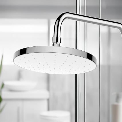 WENKO 24000100-duššipea automaatse puhastusega 22,5x22,5 cm läikiv kroom/valge