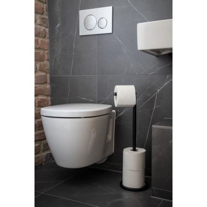 WENKO 24034100 - Tualettpaberi hoidik 21x55 cm must/hõbedane