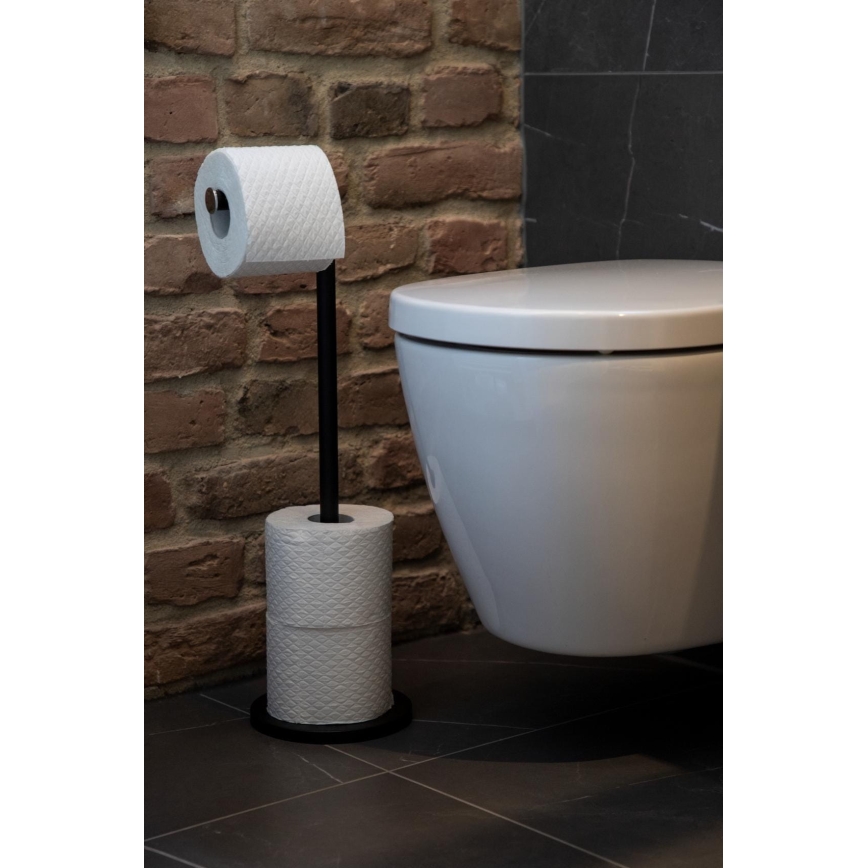WENKO 24034100 - Tualettpaberi hoidik 21x55 cm must/hõbedane