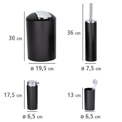 WENKO 24078800 - CALVO komplekt 6,5x13 cm must/läikiv kroom