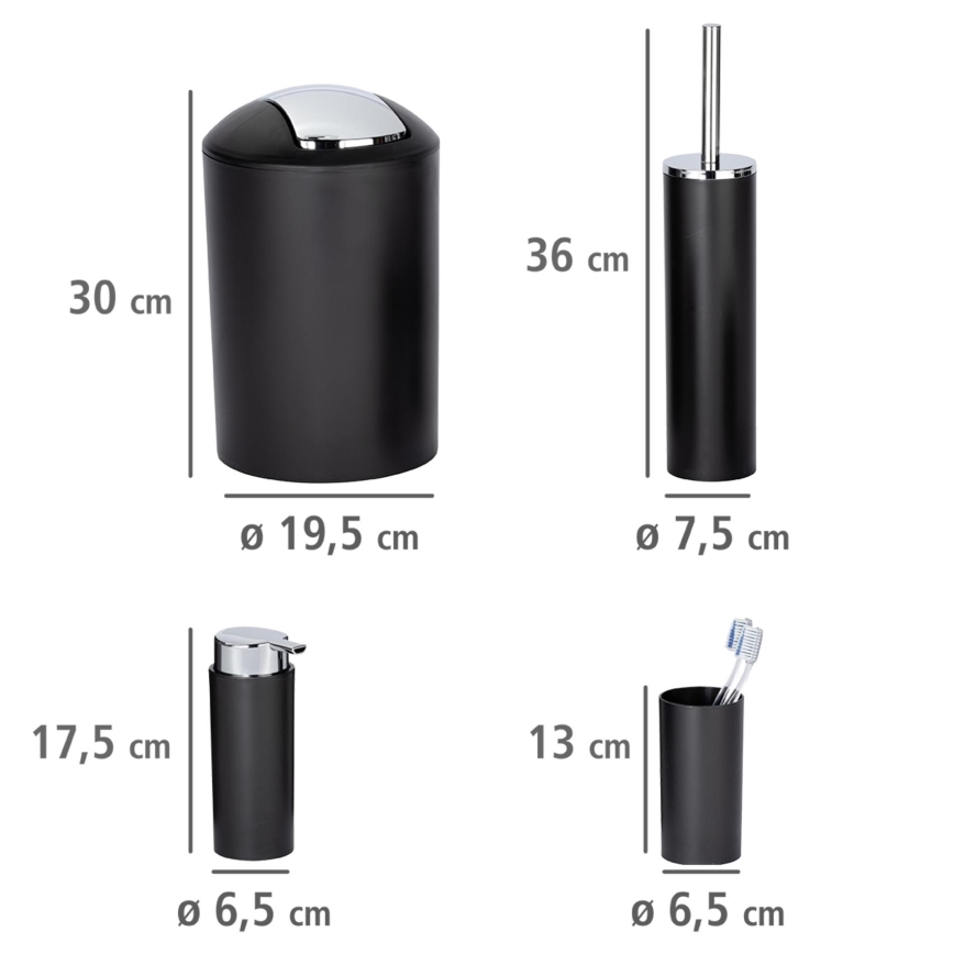 WENKO 24078800 - CALVO komplekt 6,5x13 cm must/läikiv kroom