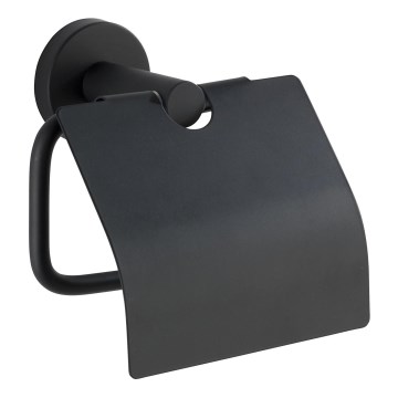 WENKO 24241100-Tualettpaberihoidja BOSIO BLACK 15x13,5 cm roostevaba teras/hõbedane