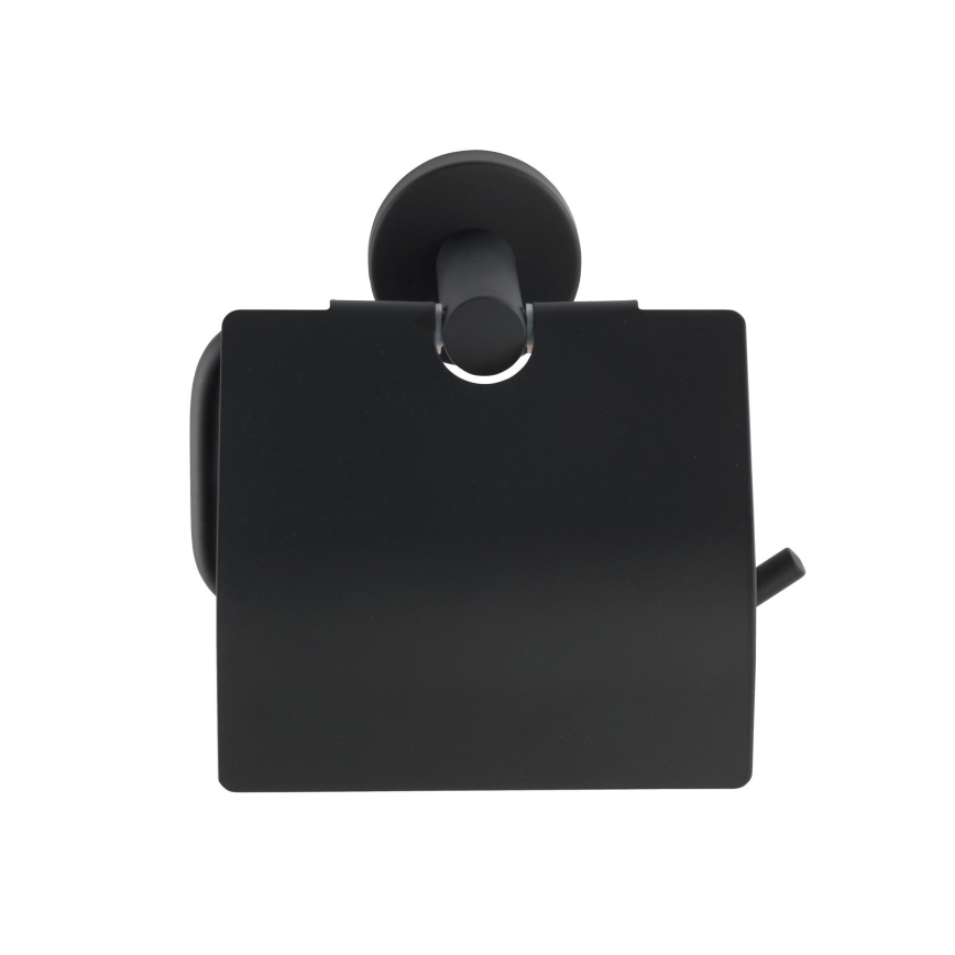 WENKO 24241100-Tualettpaberihoidja BOSIO BLACK 15x13,5 cm roostevaba teras/hõbedane