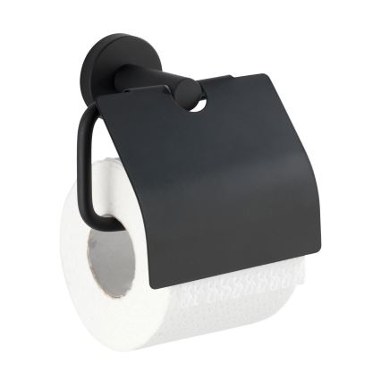 WENKO 24241100-Tualettpaberihoidja BOSIO BLACK 15x13,5 cm roostevaba teras/hõbedane